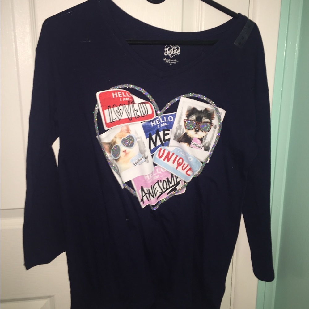 blue long sleeve shirt